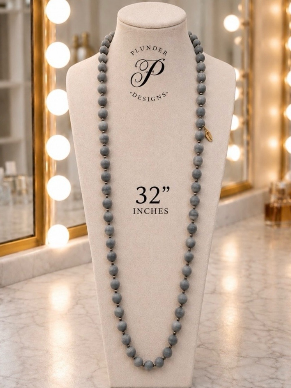 Plunder - gold and grey wooden beaded necklace